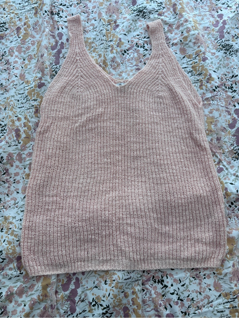Madewell Peach Textured V-Neck Knit Top